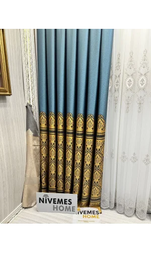 NİVEMESHOME SİDE FT632057 V- 2504 TURQUESA 1/3 TUPIDA CORTINA DE VELO DE HILO APM