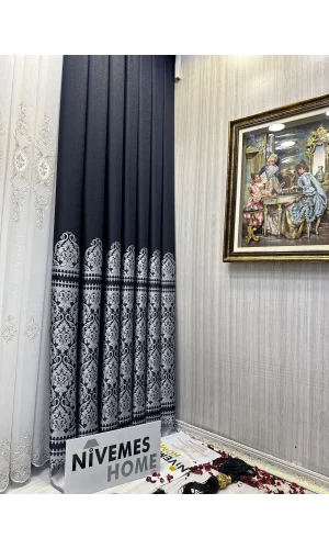 NİVEMESHOME SİDE FT632057 V- 504 NEGRO 1/3 PLISADA CORTINA DE FONDO APM