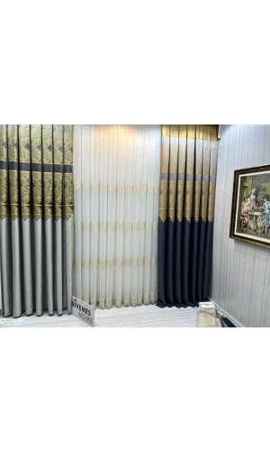 NİVEMESHOME STELLA CORTINA DE TUL DORADO B121546 1/3 PLEGADA A MANO