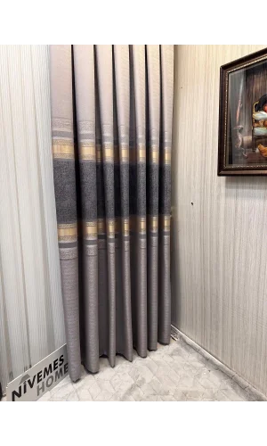 NİVEMESHOME ST.PİERRE FT614320 V_5403 GRİ 1/3 SIK PİLELİ FON PERDE APM