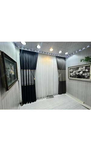 NİVEMESHOME TESLA БЕЛЫЙ ПОЛ 1/3 ПЛОТНАЯ ШИРОКАЯ ТЮЛЬ ЗАНАВЕСКА APM