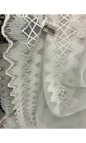 NİVEMESHOME TİTANUM NAKIŞLI KREM H5444 TM 1/3 SIK PİLE TÜL PERDE APM