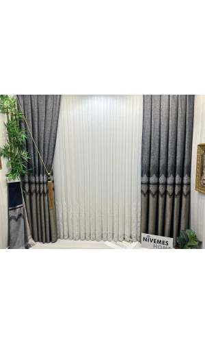 NİVEMESHOME TITUS FJ632145 V-913 ЧЕРНЫЙ 1/3 ПЛОТНО ПОГЛАЖЕННЫЙ ФОНОВЫЙ ШТОРЫ АПМ