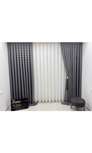 NİVEMESHOME TUNA 107 K.GRİ 1/3 SIK PİLELİ FON PERDE APM