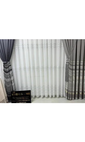 NİVEMESHOME URLA V-5404 GRİ 1/3 SIK PİLELİ FON PERDE APM