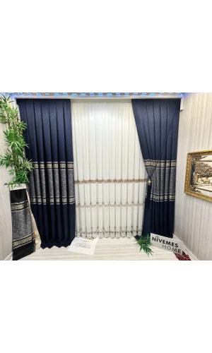 NİVEMESHOME ВЕНУС FJ631728 V-517 синий 1/3 тесный сборка штор АРМ