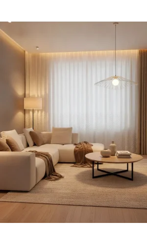 NİVEMESHOME YAKAMOZ 053P YARI DESEN EKRU 1/3 PİLELİ TÜL PERDE