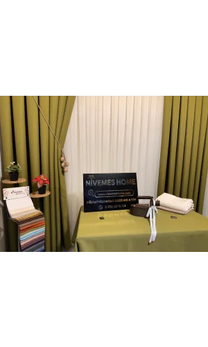 NİVEMESHOME YEŞİL 140X220 KETEN MASA ÖRTÜSÜ