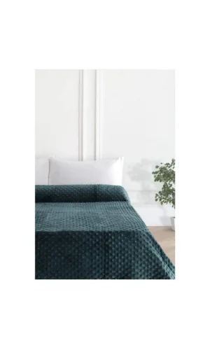 PEARLY PETROL BLUE DOUBLE-SIDED BUD SOFT BLANKET MERINO
