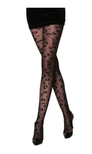 PENTİ CLASSY LEOPARD SİYAH S/M DESENLİ KÜLOTLU ÇORAP