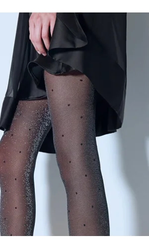 PENTİ SHINY STİL SİYAH S/M DESENLİ KÜLOTLU ÇORAP