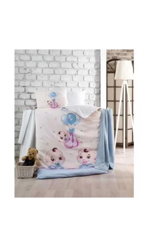 CROWN CRYSTAL BABIES BLUE BAMBOO KNIT BABY SET