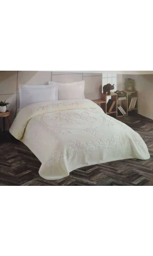 COPERTA MATRIMONIALE IN CRISTALLO ECRÙ