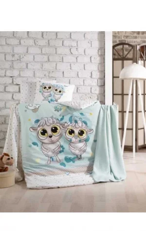 TAÇ KRİSTAL HAPPYLAMBS BLUE BAMBOO KNIT BABY SET