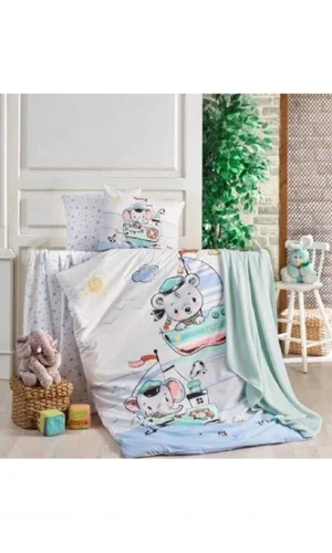 CROWN CRYSTAL SAILING BLUE BAMBOO KNIT BABY SET