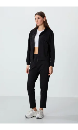 TOMMY LIFE T10BY-95306_01 WOMEN JACKET/TIGHT LEG SWEATSUIT BLACK