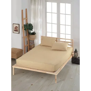 NIVEMESHOME 160*200 BEIGE FITTED SHEET SET