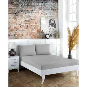 NİVEMESHOME 160*200 GRİ ELASTIC FITTED SHEET SET