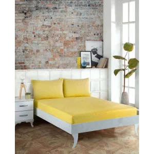 NİVEMESHOME 160*200 YELLOW FITTED SHEET SET