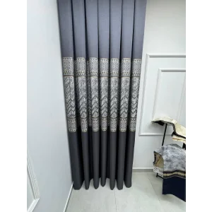 NİVEMESHOME AVŞA DESEN:632349 2504 ANTRASİT 1/3 SIK PİLE FON PERDE APM