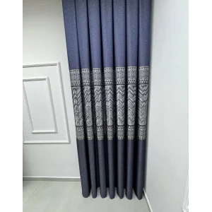 NİVEMESHOME AVŞA DESEN:632349 502 LACİVERT 1/3 SIK PİLE FON PERDE APM