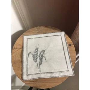 NAPMESHOME SERVILLETERO DE CÓCTEL DE LINO CON BORDADO DE HOJAS DE PLATA (CONJUNTO DE 6) - PORTA-SERVILLETA DE CAFÉ