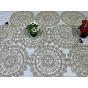 NIVEMESHOME JUEGO DE TEJIDO BEIGE DE 7 PIEZAS PARA SERVIR (RUNNER + 6 INDIVIDUALES)