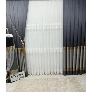 NİVEMESHOME BUKLE V-2501 1/3 SIK PİLELİ FON PERDE