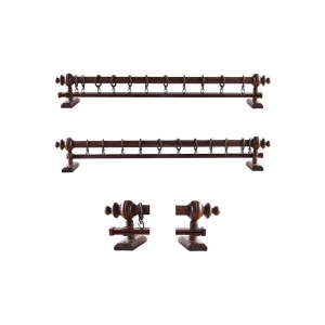 NİVEMESHOME WALNUSS HOLZ RUSTIKALES VORHANGGESTELL/SCHIENEN SYSTEM 200 CM