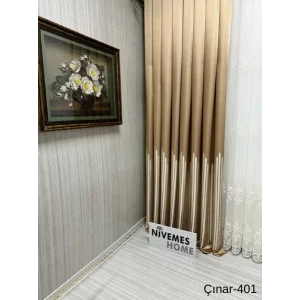 NİVEMESHOME ÇINAR ALTIN 401 1/3 SIK PİLELİ FON PERDE APM