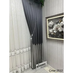NİVEMESHOME ÇINAR ANTRASİT 2512 1/3 SIK PİLELİ FON PERDE APM