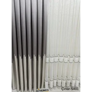 NİVEMESHOME ÇINAR GÜMÜŞ 5401 1/3 SIK PİLELİ FON PERDE APM