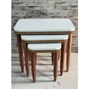 NİVEMESHOME DALYA KREM-CEVİZ ZİGON SEHPA