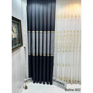 NİVEMESHOME DEFNE ЧЕРНЫЙ FT614166 V-902 1/3 ПЛОТНО ПЛИССИРОВАННАЯ ФОН ЗАНАВЕСКА APM