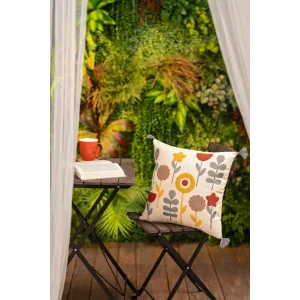 NİVEMESHOME ВЫШИТАЯ ПОДУШКА С НАПОЛНИТЕЛЕМ ИЗ ЭЛИФОВ С ЦВЕТОЧНЫМ УЗОРОМ 45X45