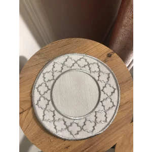 NIVEMESHOME SERVILLETERO OVAL DE PLATA BORDADO (CONJUNTO DE 6) SERVILLETAS DE CÓCTEL DE LINO PARA CAFÉ RESTO