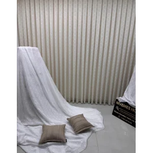 NİVEMESHOME FLORIDA LINO ASPECT CHAMPAGNE COLOR POMPON STILE BOHEMIEN TULLE TAVAN PERDE 1/3 DİLİM BEK PERDELİ APM