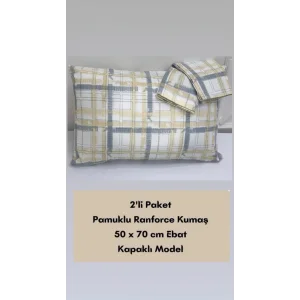 NİVEMESHOME FÜME EKOSE DESEN 2 ADET YASTIK KILIFI KAPAKLI 50X70