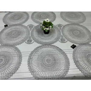 NIVEMESHOME GRIS JUEGO DE TEJIDO DE 7 PIEZAS PARA SERVIR (CAMINO DE MESA + 6 INDIVIDUALES)