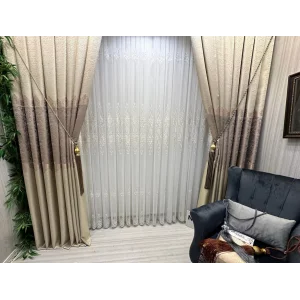 NİVEMESHOME HARBİYE GOLD DETAYLI 1/3 SIK PİLELİ TÜL PERDE APM