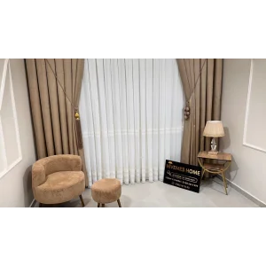 NİVEMESHOME HAVEN 3023 GOLD DETAYLI 1/3 SIK PİLELİ TÜL PERDE APM