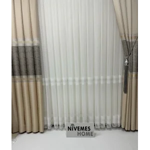 NİVEMESHOME HERCAİ HY019 GÜMÜŞ 1/3 SIK PLİSLİ TÜL PERDE APM