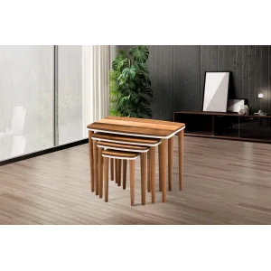 NİVEMESHOME HİLAL CEVİZ-KREM ZİGON SEHPA