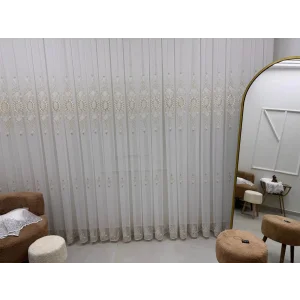 NİVEMESHOME HÜRREM GOLD DETAYLI 1/3 SIK PİLELİ TÜL PERDE APM