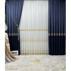 NİVEMESHOME INCI V-515 TENDA SFONDA BLU 1/3 DRAPPO DRAPPATO FITTO APM