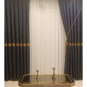 NİVEMESHOME JEWELS AZUL-ORO 1/3 DENSIDAD DE PELO CORTO CORTINAS DE FONDO APM