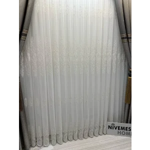 NİVEMESHOME KAREL GOLD DETAYLI 4529 1/3 SIK PİLELİ TÜL PERDE APM