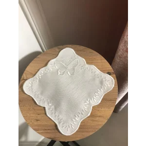MARPOSAMO MARIPOSA BLANCO CUADRADO (6 UNIDADES) SERVILLETAS DE COCTEL DE LINO PARA CAFÉ CON AGUJEROS