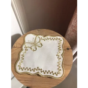 SERVILLETERO DE COCTEL DE LINO DORADO DE MARIPOSA NIVEMESHOME (CONJUNTO DE 6) PARA SERVIR AL LADO DEL CAFÉ