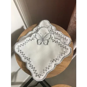 MANTILLA DE MARIPOSA DE PLATA CUADRADA PARA EL HOGAR DE NIVEMES (CONJUNTO DE 6) PAÑUELOS DE CÓCTEL DE LINO PARA SERVIR AL LADO DEL CAFÉ.